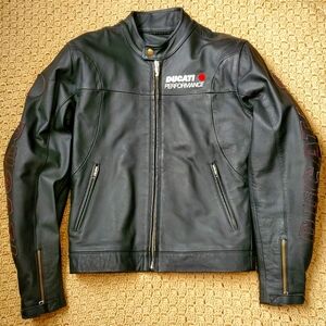 Vintage C.M.J. Ducati Performance Black Genuine Leather Motorcycle Jacket Wns 46